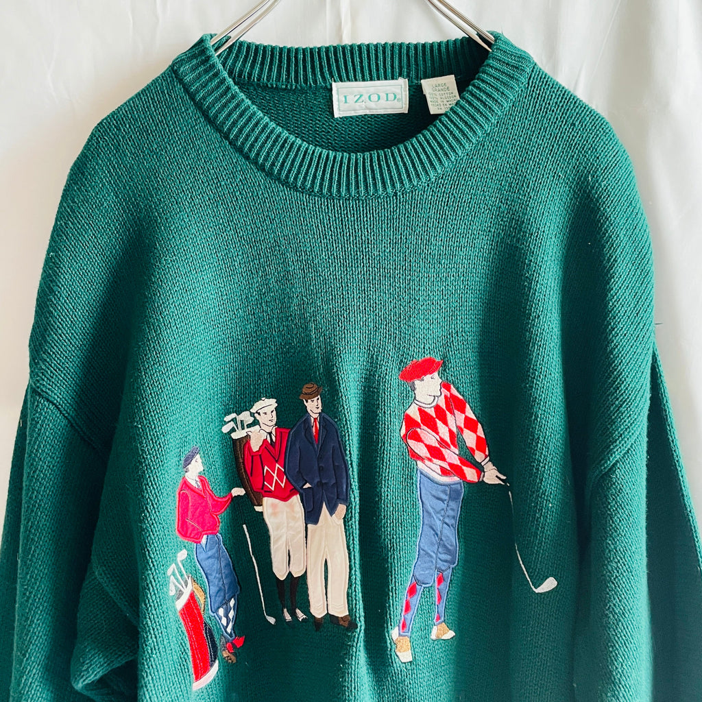 【グッドデザイン】 "IZOD" Knit with Golf Motif Patch