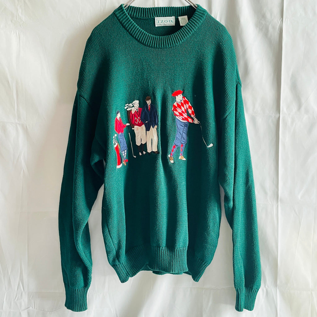 【グッドデザイン】 "IZOD" Knit with Golf Motif Patch - 画像3