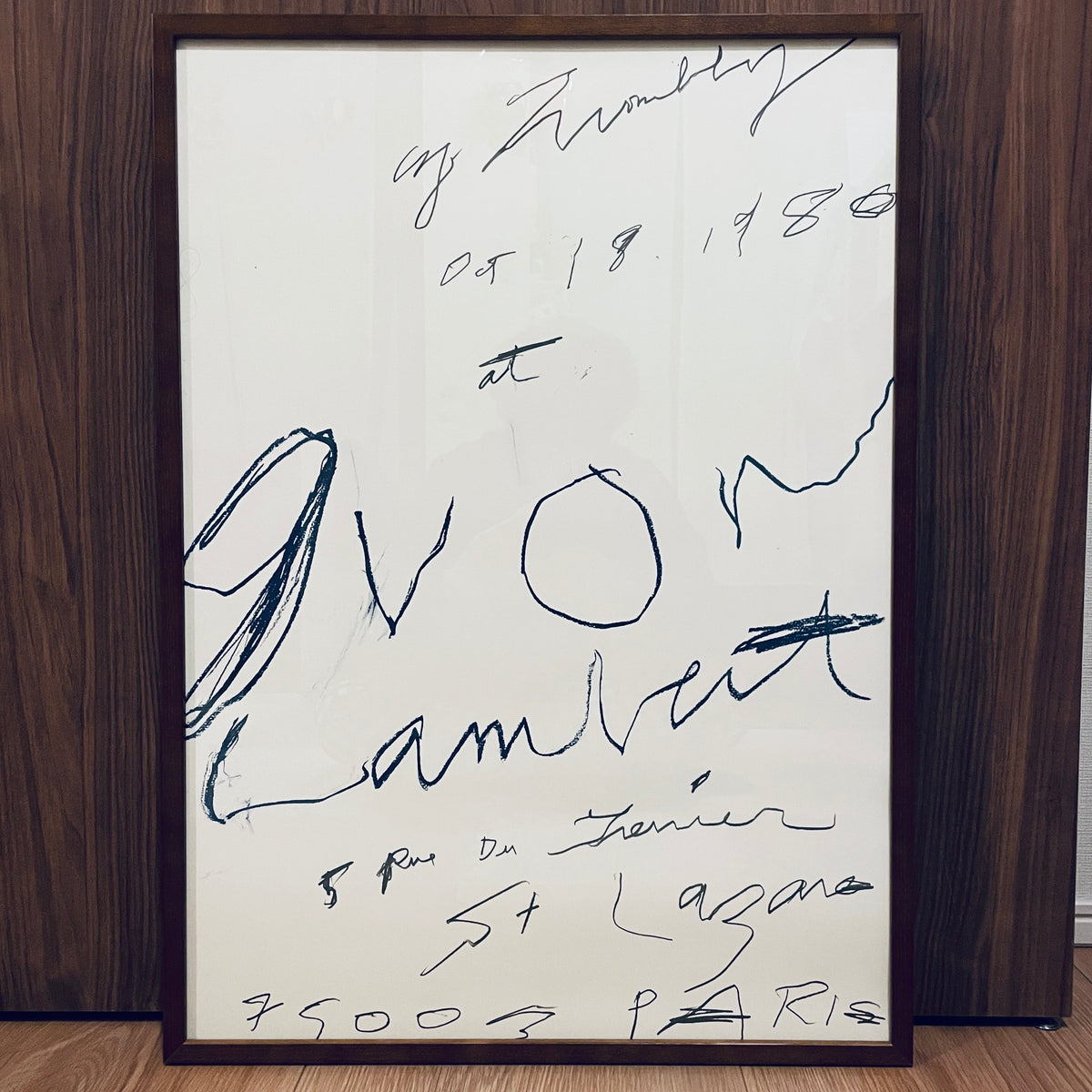 特注オーク材額装付き Cy Twombly Print (1980) 復刻ポスター