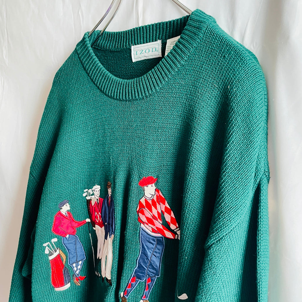 【グッドデザイン】 "IZOD" Knit with Golf Motif Patch - 画像2