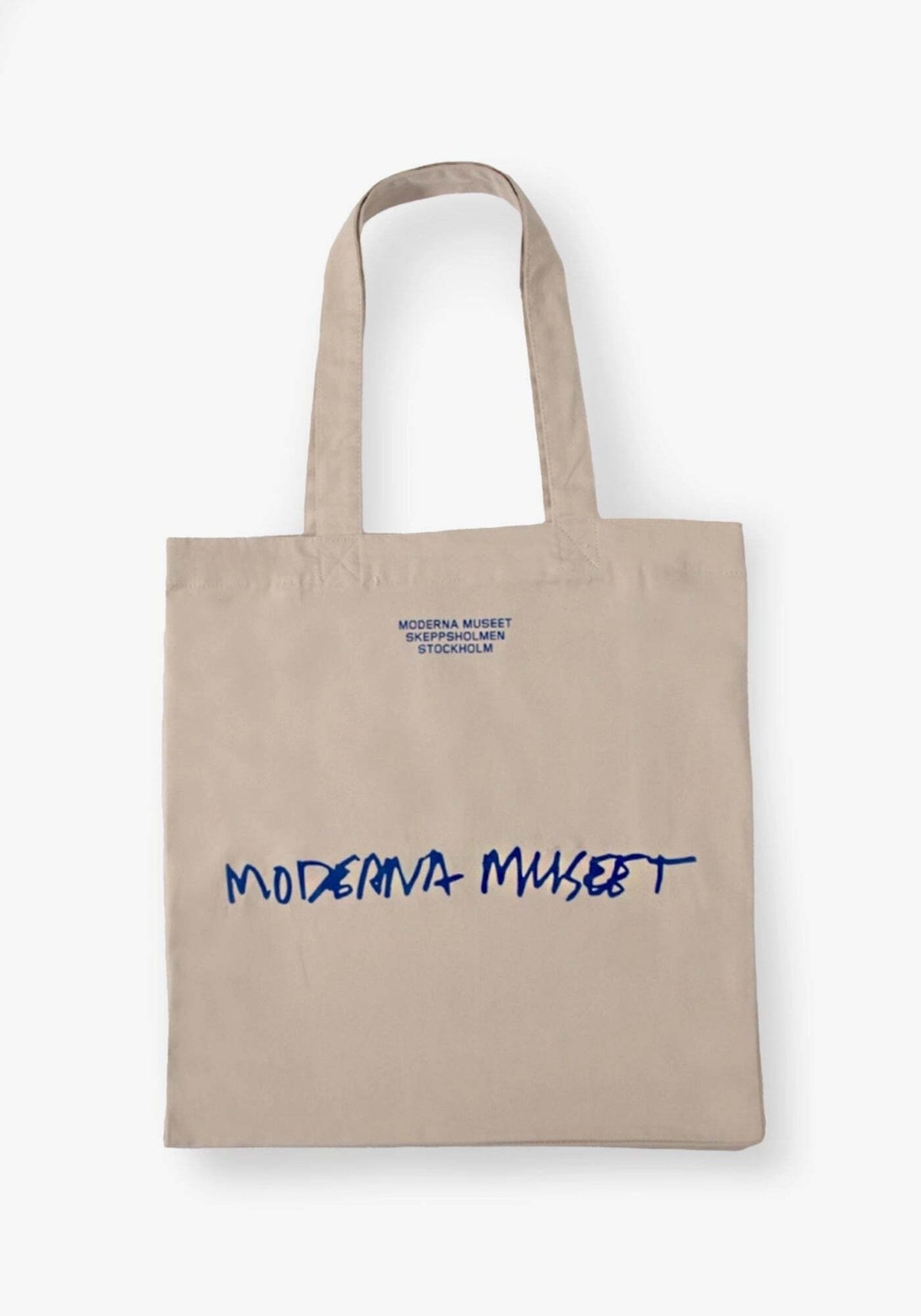 Moderna Museet ベージュ・ブルーロゴ トートバッグ